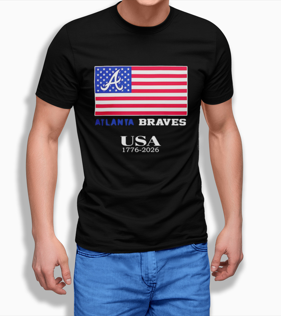 Atlanta Braves USA 1776 2026 American Flag Script A T-Shirt
