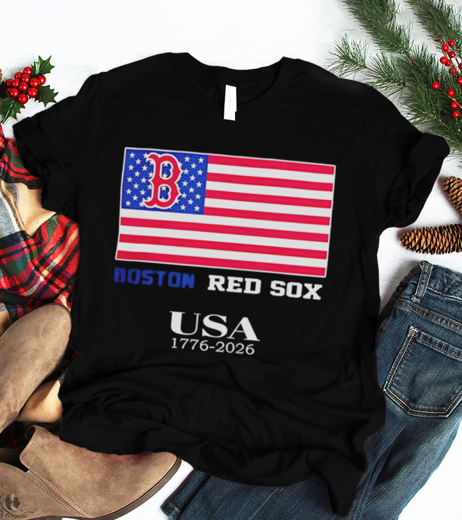 Boston Red Sox USA 1776 2026 American Flag White Stars T-Shirt