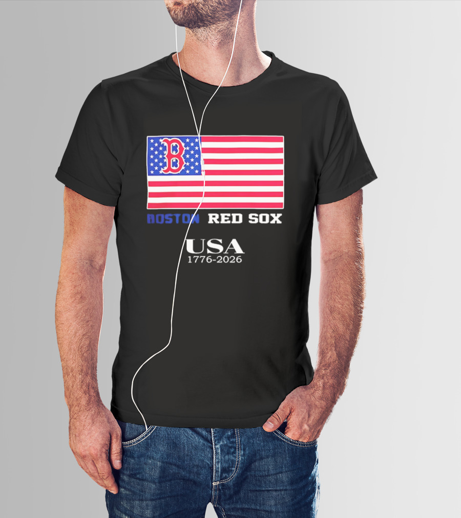 Boston Red Sox USA 1776 2026 American Flag White Stars T-Shirt