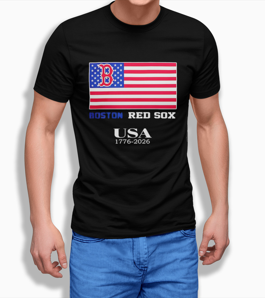 Boston Red Sox USA 1776 2026 American Flag White Stars T-Shirt