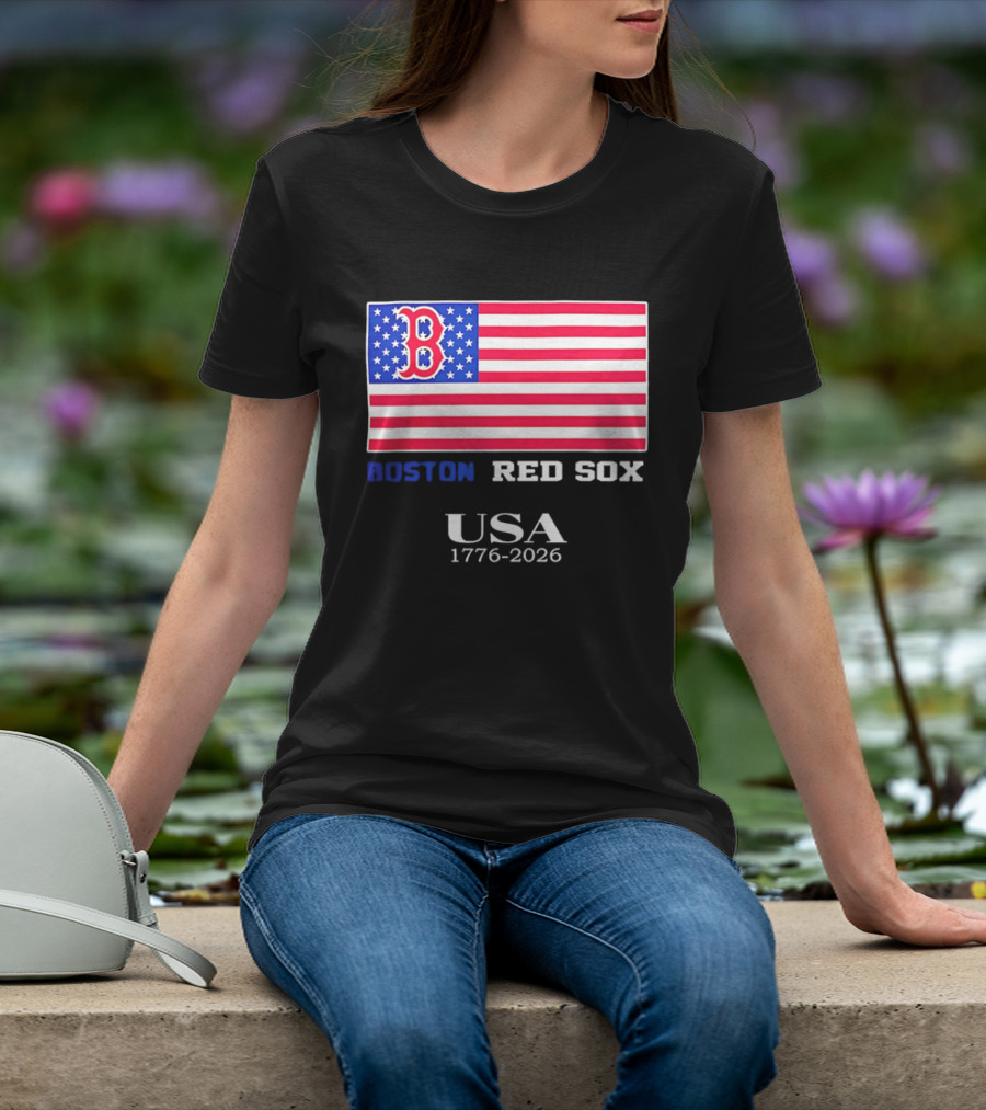Boston Red Sox USA 1776 2026 American Flag White Stars T-Shirt