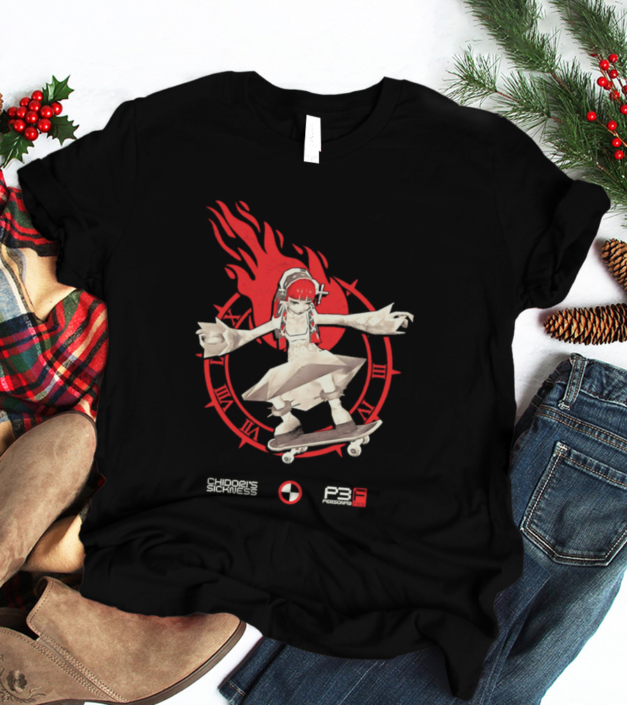 Chidoris Sickness Persona3 Fes P3F Flame Skater T-Shirt