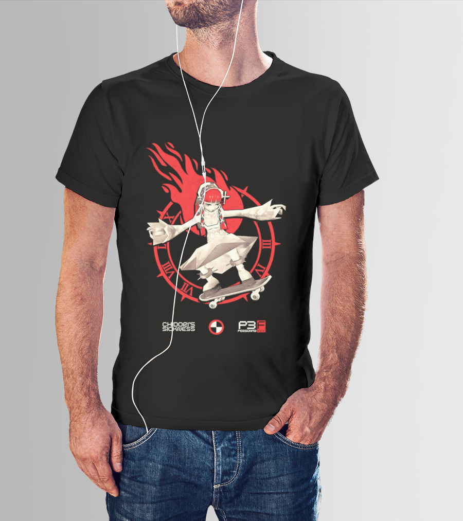Chidoris Sickness Persona3 Fes P3F Flame Skater T-Shirt