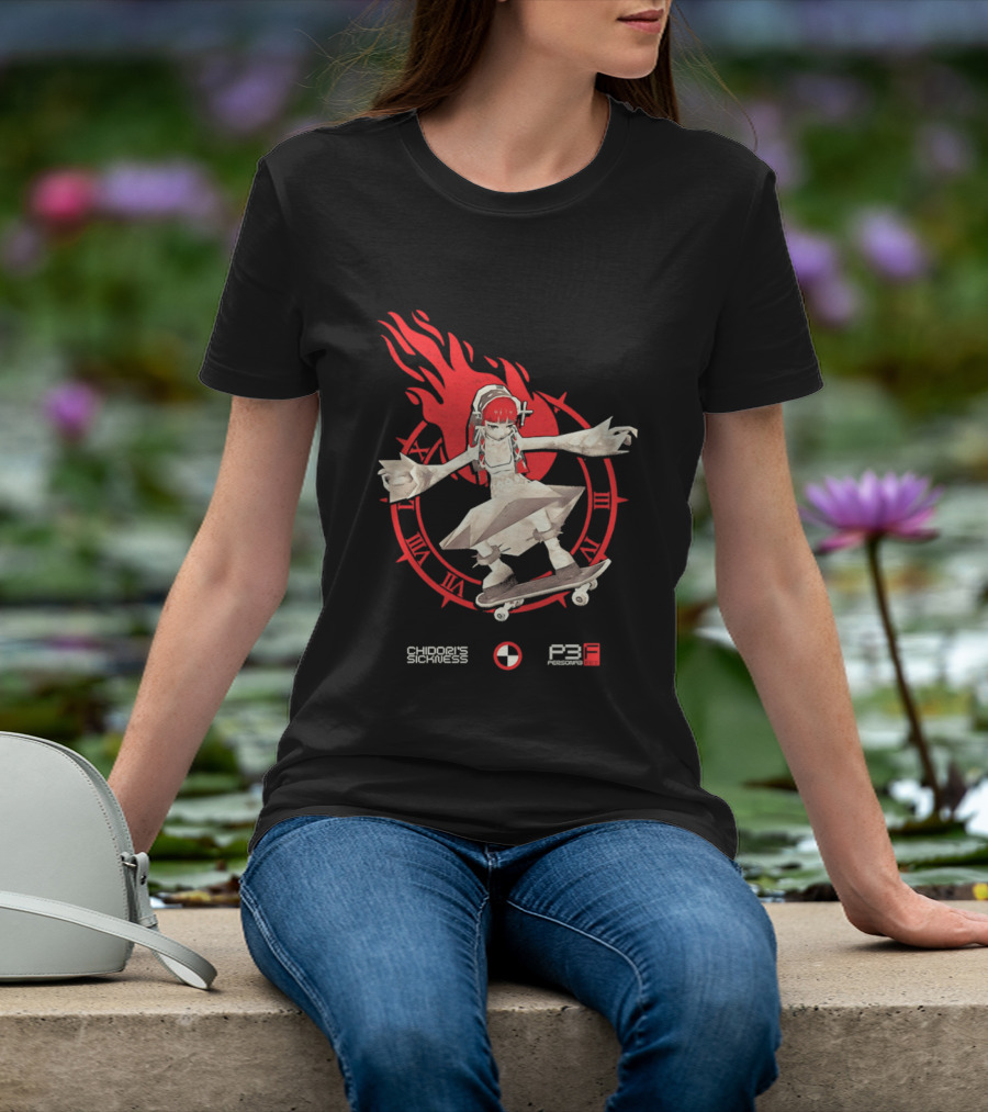 Chidoris Sickness Persona3 Fes P3F Flame Skater T-Shirt