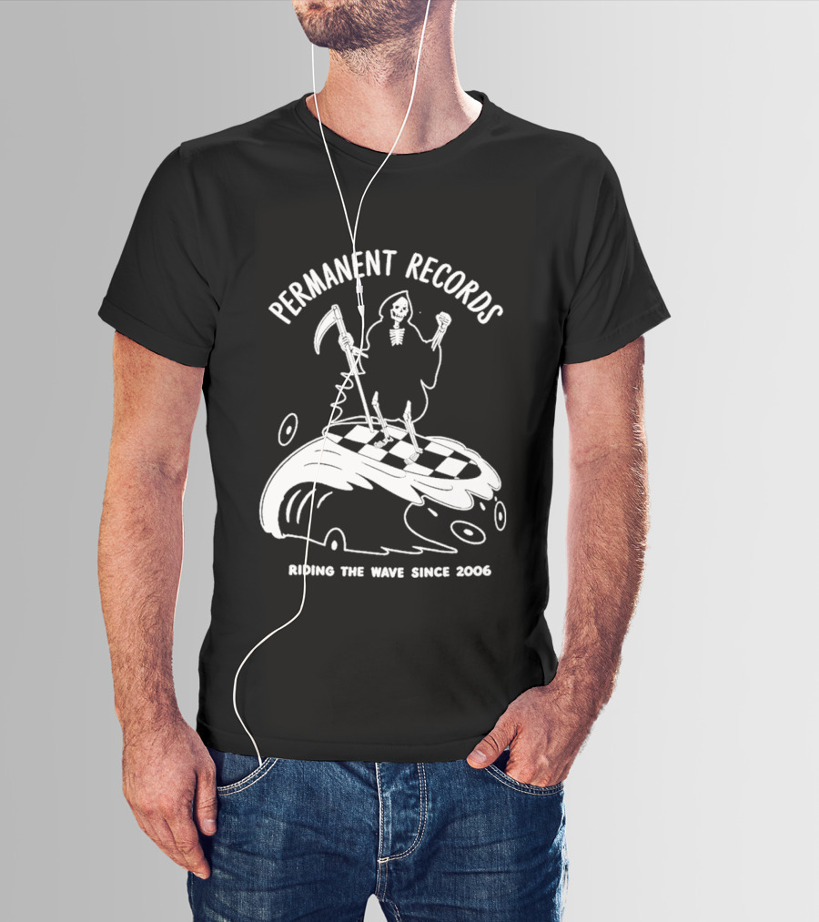 Permanent Records Grim Reaper Riding The Wave Since 2006 T-Shirt