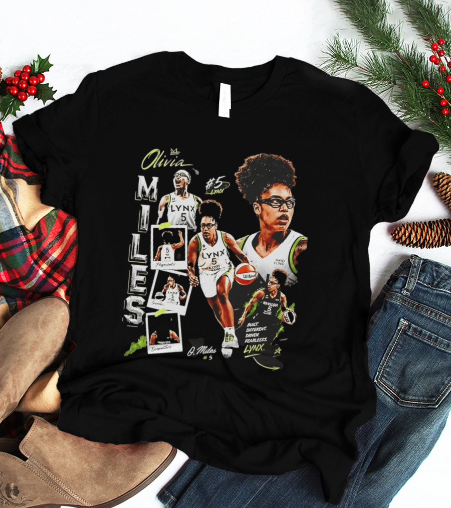 Olivia Miles No 5 Minnesota Lynx Fearless Driven Determined T-Shirt