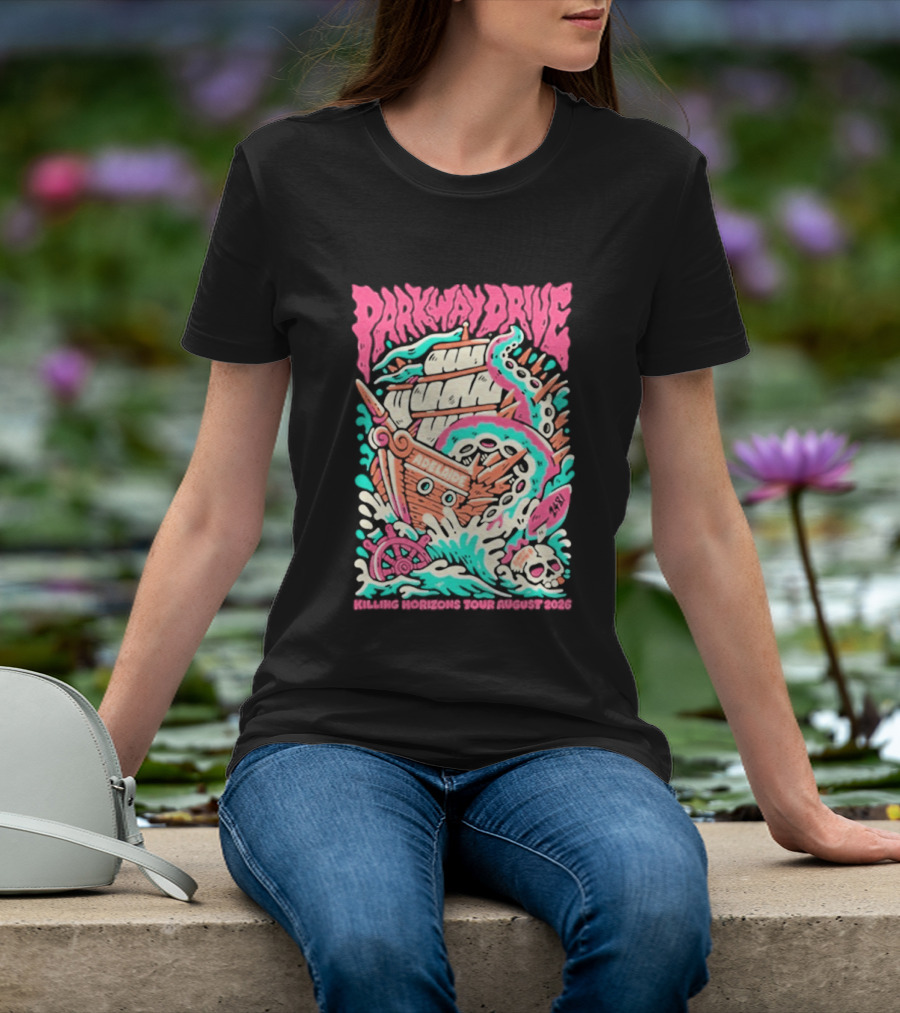 Parkway Drive Killing Horizons Tour Adelaide August 2026 Ship And Tentacle T-Shirt