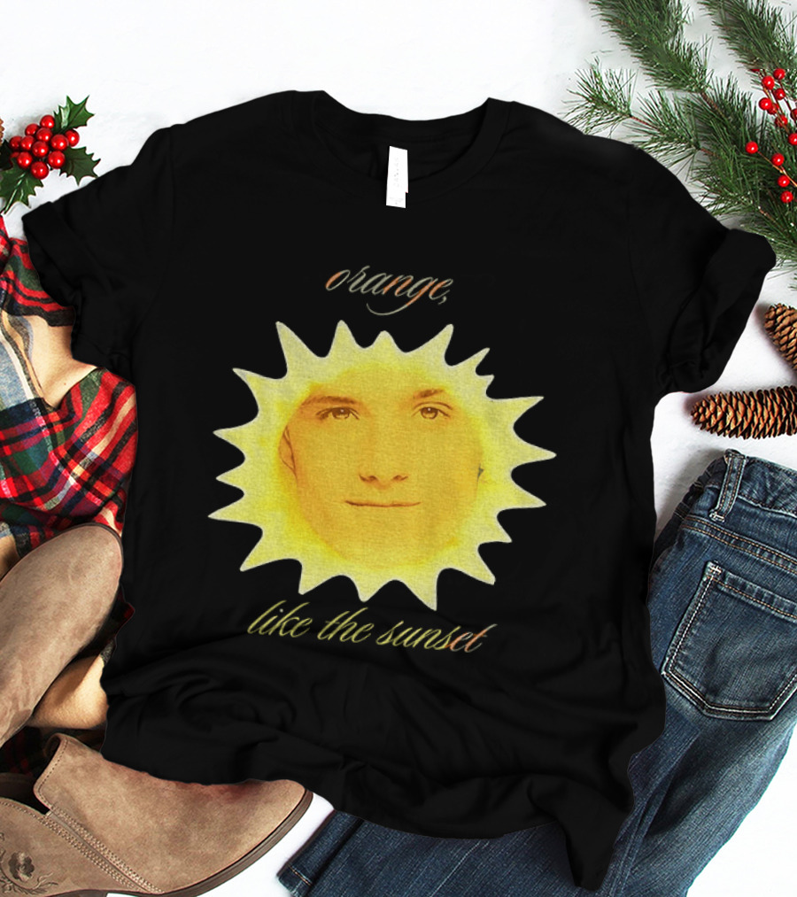 Orange Like The Sunset Face In Sun Design Peeta T-Shirt