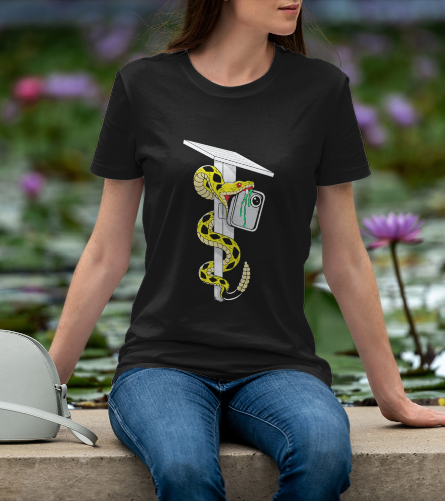 Don't Tread Flock Yellow Snake Wrapped Around Graduation Cap With ID T-Shirt