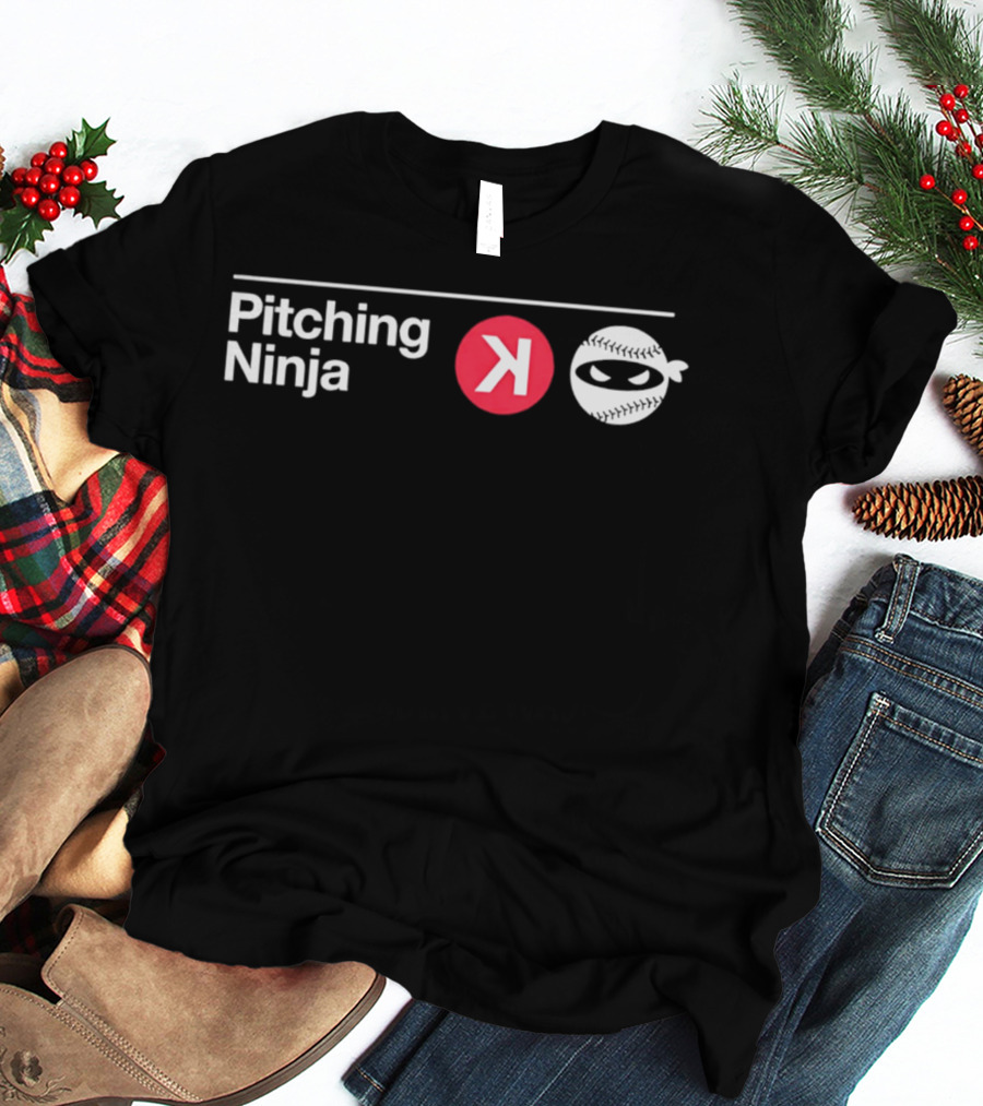 Pitching Ninja Backward K Baseball Mask White Red T-Shirt