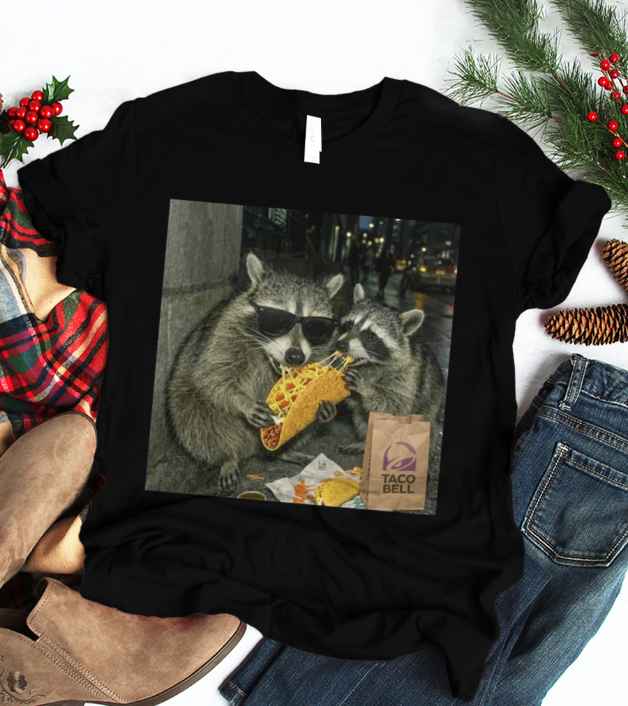 Taco Bell Raccoons Enjoying A Tasty Street Taco Night T-Shirt