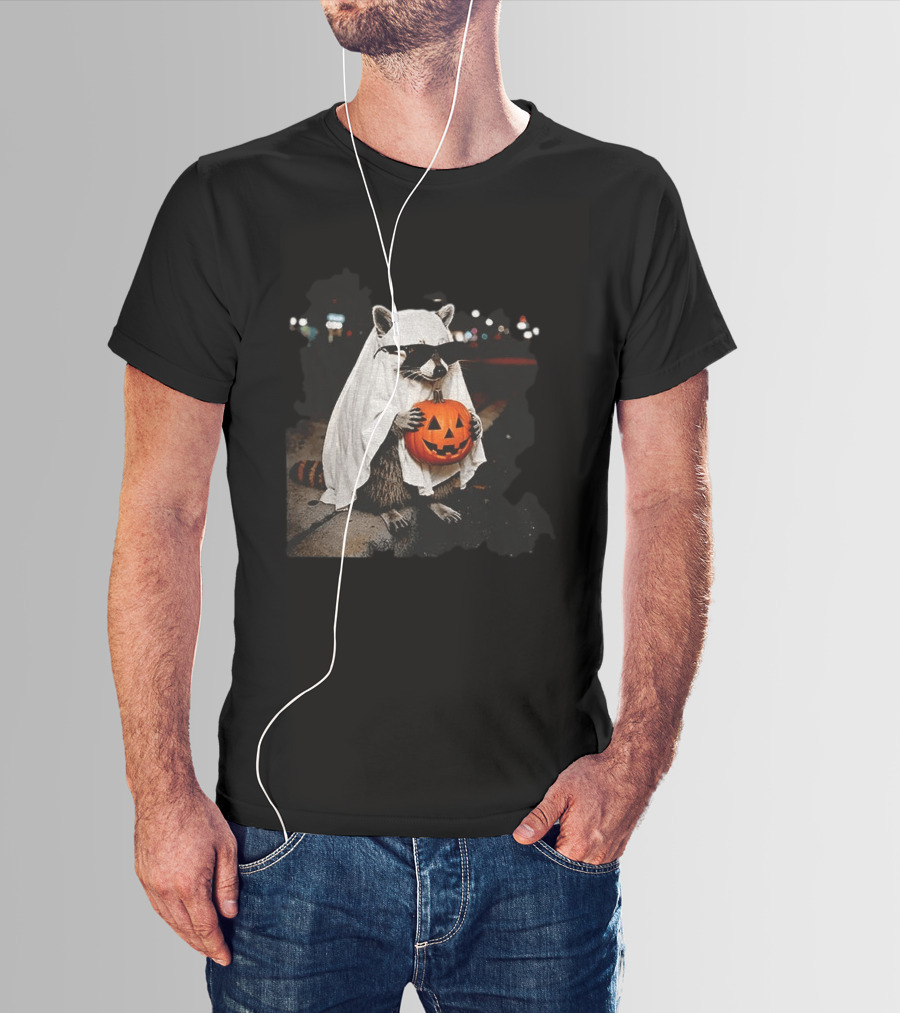 Raccoon Ghost Trick Or Treat Spooky Season Halloween T-Shirt