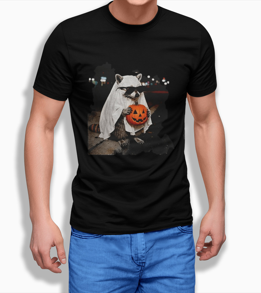 Raccoon Ghost Trick Or Treat Spooky Season Halloween T-Shirt