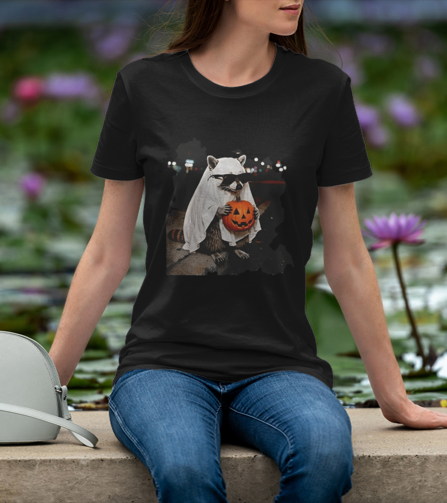 Raccoon Ghost Trick Or Treat Spooky Season Halloween T-Shirt