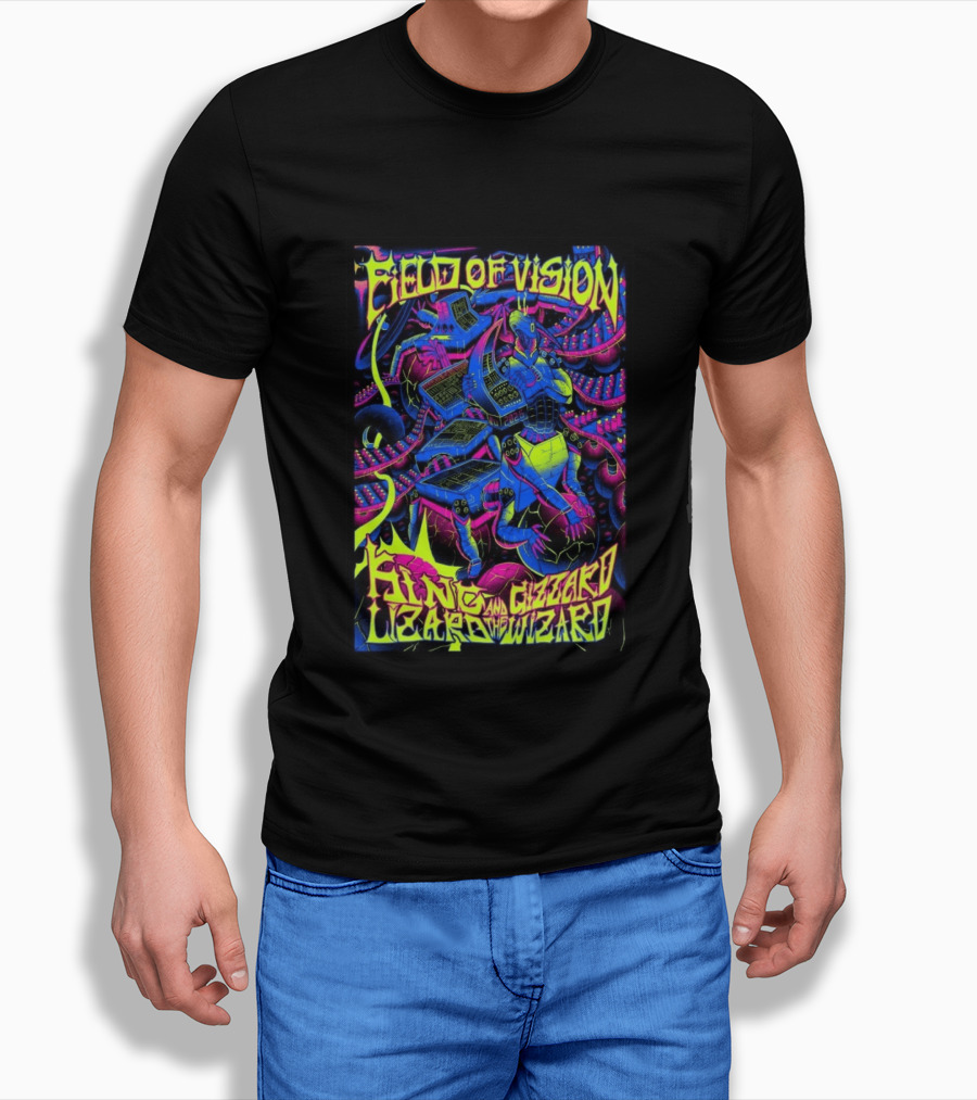 King Gizzard And The Lizard Wizard 2026 Field Of Vision Neon Psychedelic Robot T-Shirt