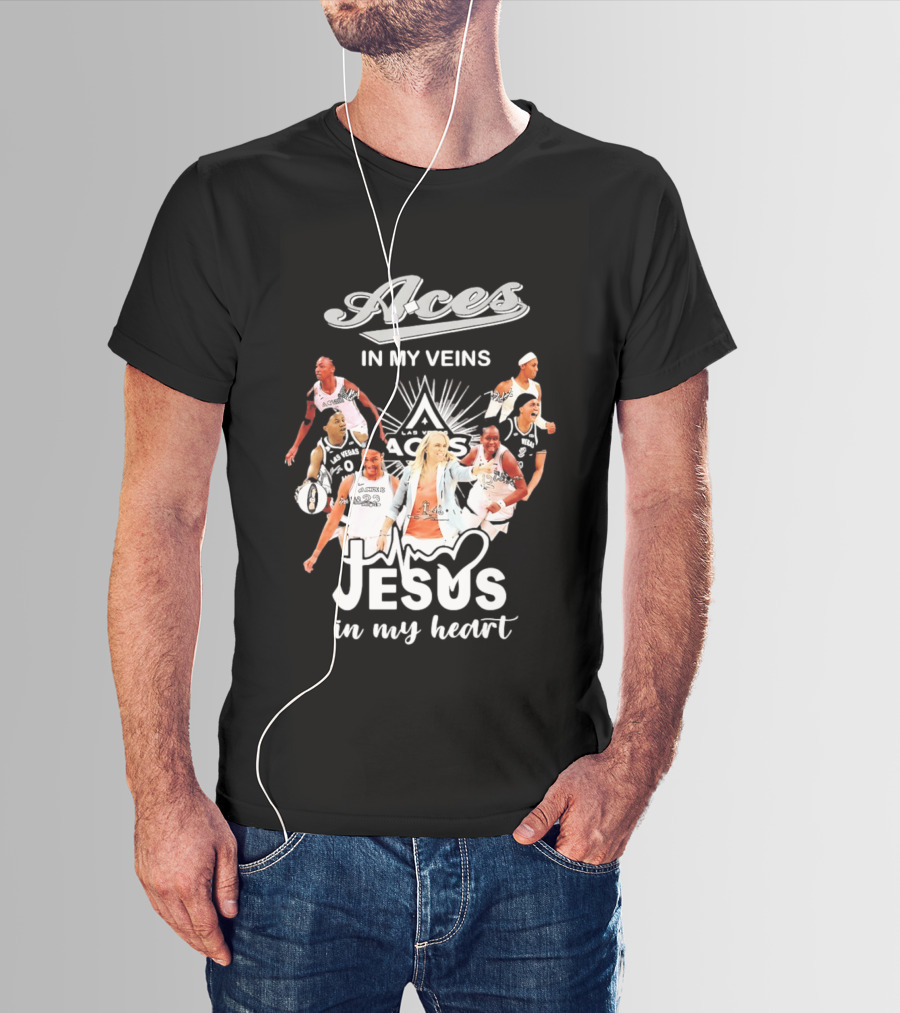 Las Vegas Aces In My Veins Jesus In My Heart WNBA 2026 T-Shirt