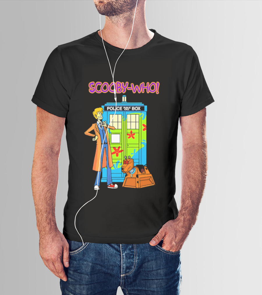 Scooby Who Shaggy Tenth Doctor Mystery Machine Painted Tardis K9 Robot T-Shirt