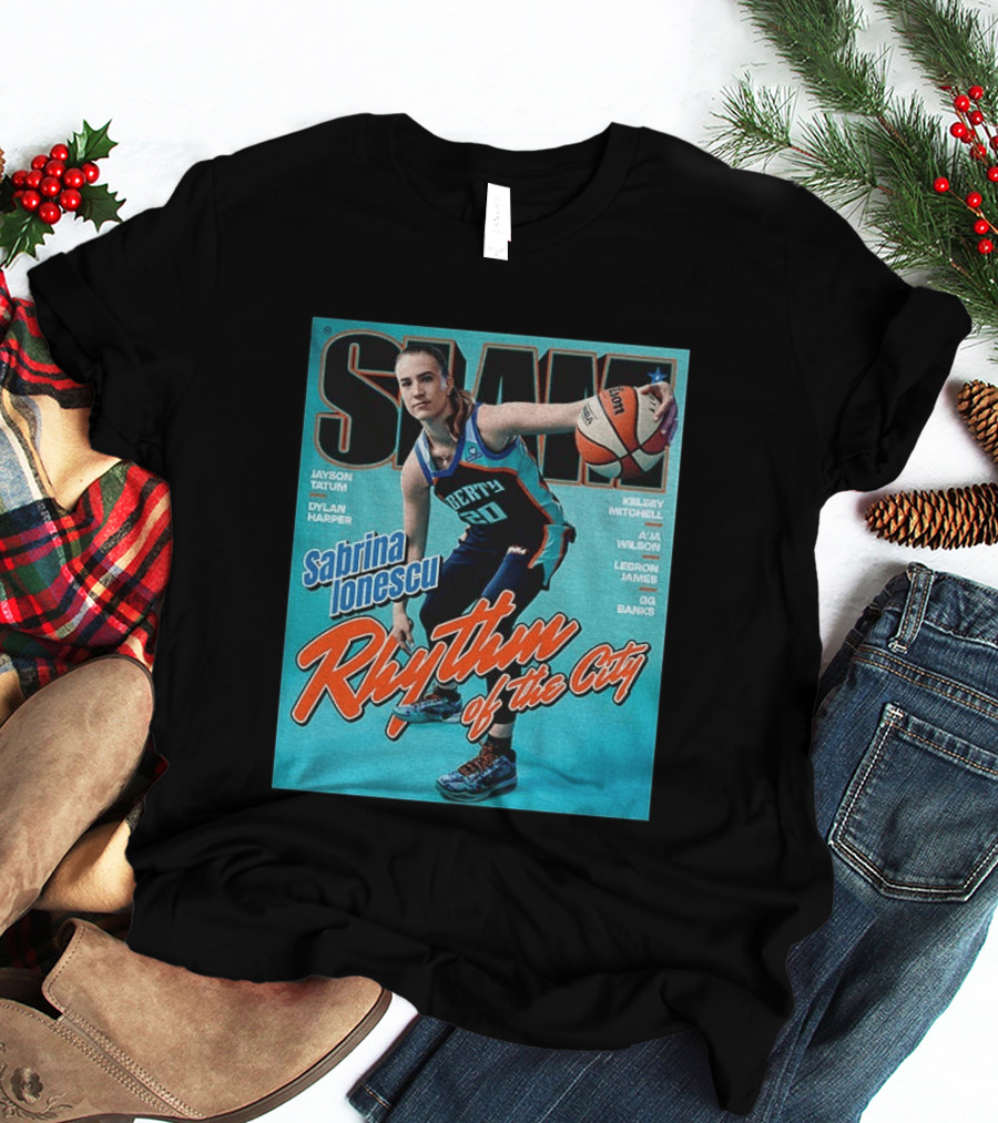 Slam Cover 264 Sabrina Ionescu Rhythm Of The City Liberty Basketball T-Shirt
