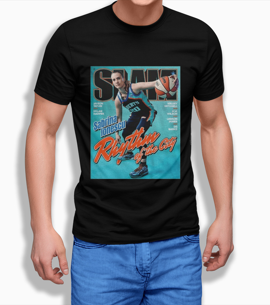 Slam Cover 264 Sabrina Ionescu Rhythm Of The City Liberty Basketball T-Shirt