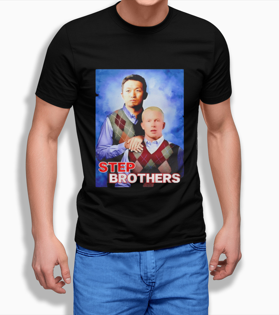 Step Brothers Two Men Argyle Vests Blue T-Shirt