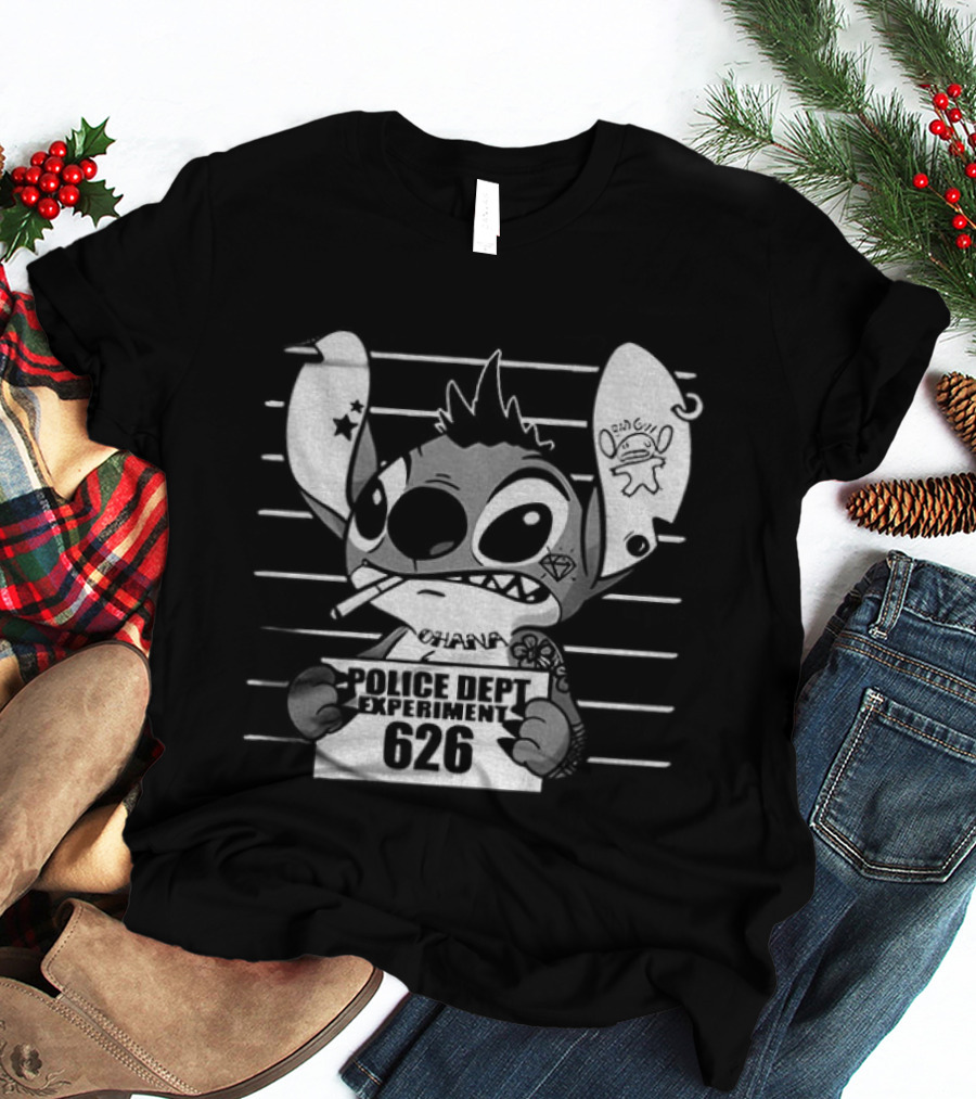 Bad Guy Experiment 626 Police Dept Shot Stitch T-Shirt