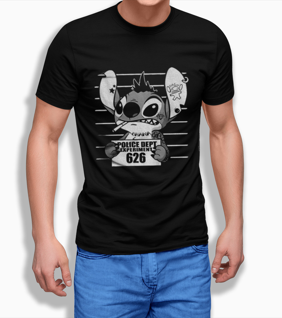 Bad Guy Experiment 626 Police Dept Shot Stitch T-Shirt