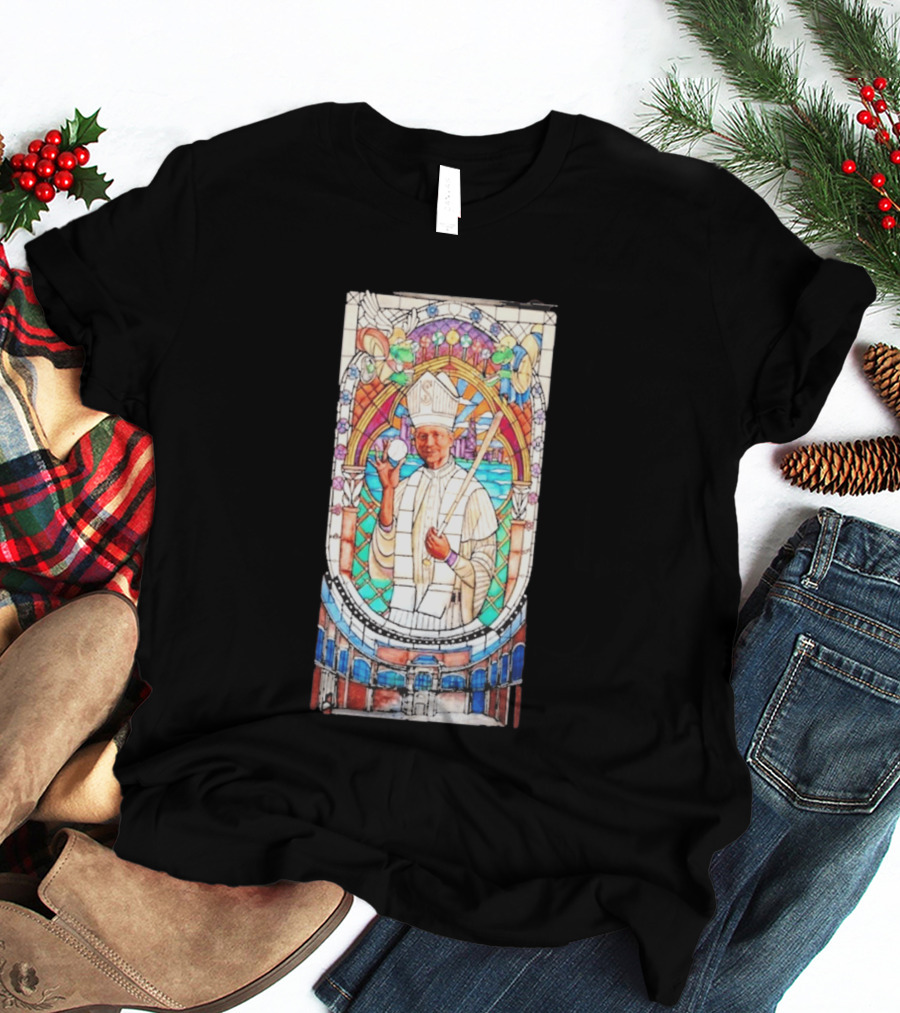 White Sox Pope Hat Stained Glass Painting T-Shirt