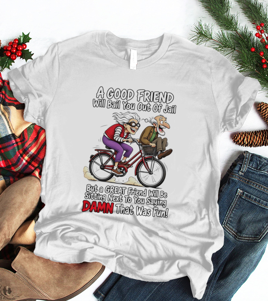 A Good Friend Will Bail You Out Of Jail Great Friend Sitting Next To You Saying Damn That Was Fun T-Shirt