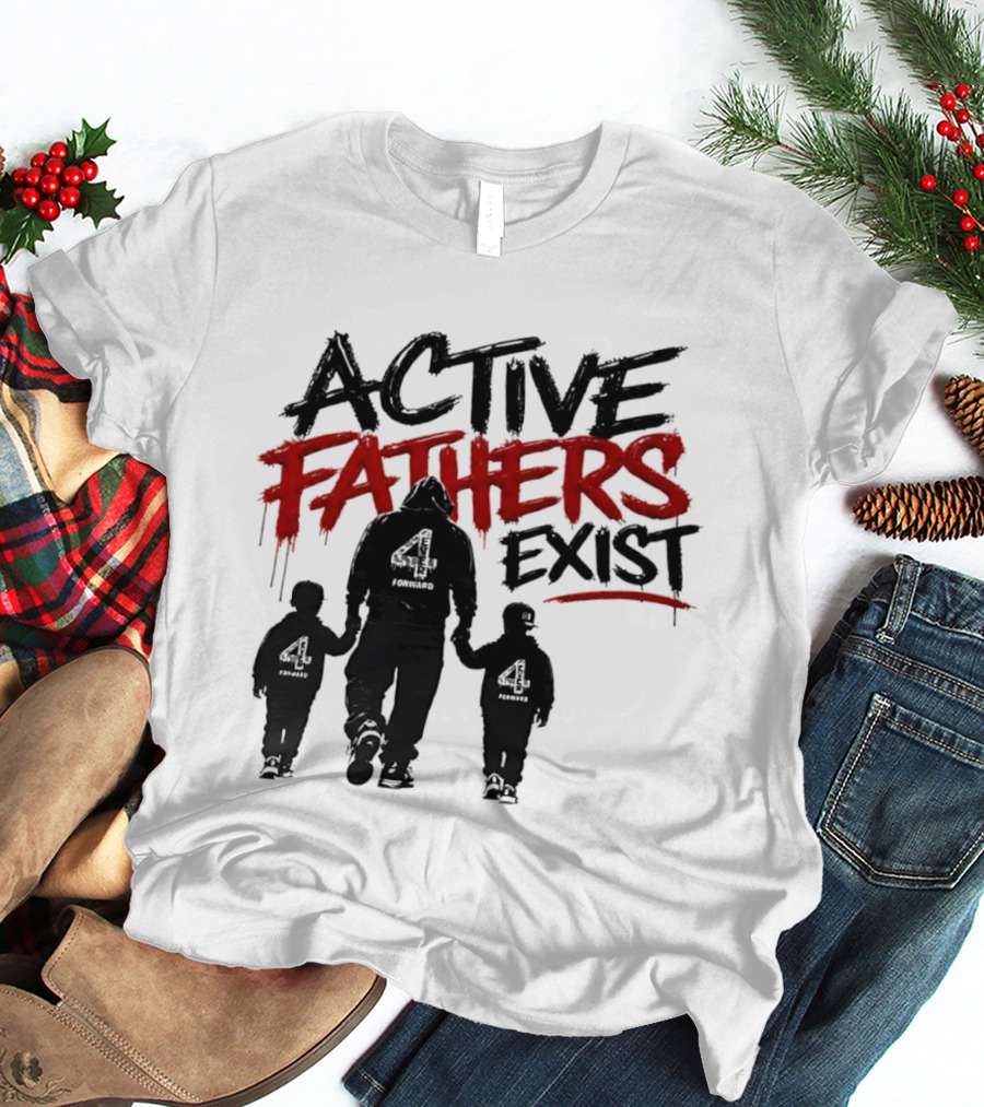 Active Fathers Exist Man Two Boys Walking Holding Hands T-Shirt