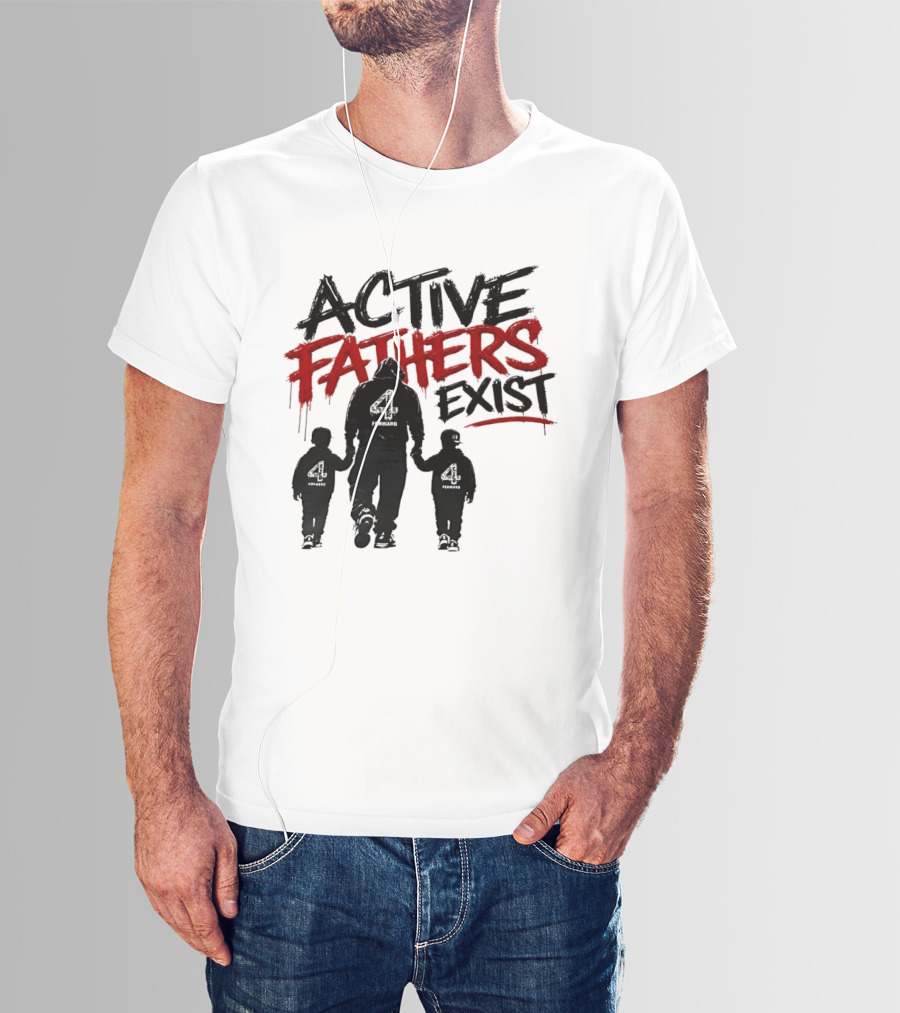 Active Fathers Exist Man Two Boys Walking Holding Hands T-Shirt