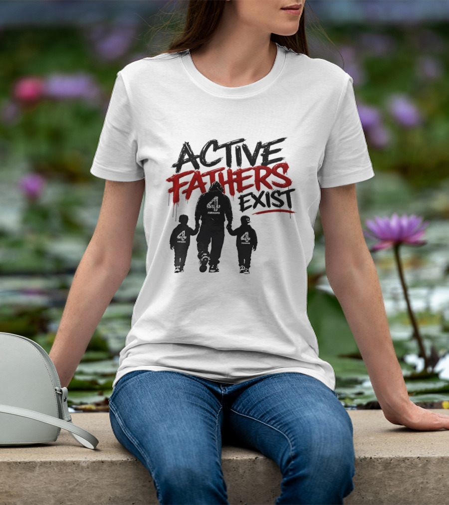 Active Fathers Exist Man Two Boys Walking Holding Hands T-Shirt