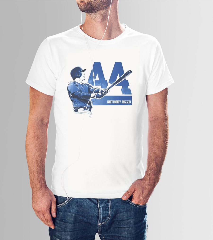 Anthony Rizzo 44 Swinging Blue Baseball Batter T-Shirt