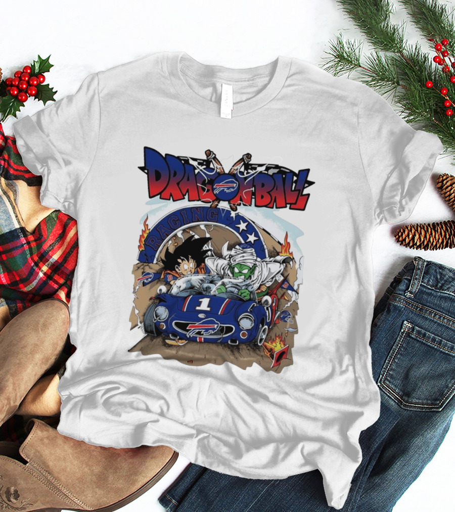 Buffalo Bills Dragon Ball Racing Goku Piccolo Driving Blue Car T-Shirt