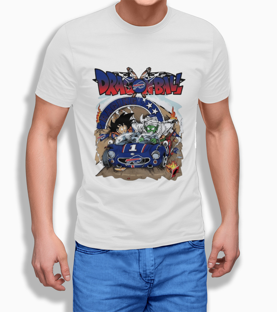 Buffalo Bills Dragon Ball Racing Goku Piccolo Driving Blue Car T-Shirt