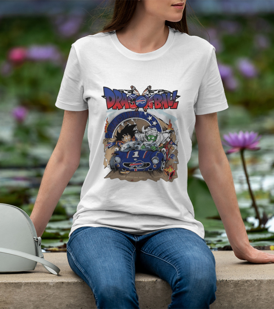 Buffalo Bills Dragon Ball Racing Goku Piccolo Driving Blue Car T-Shirt