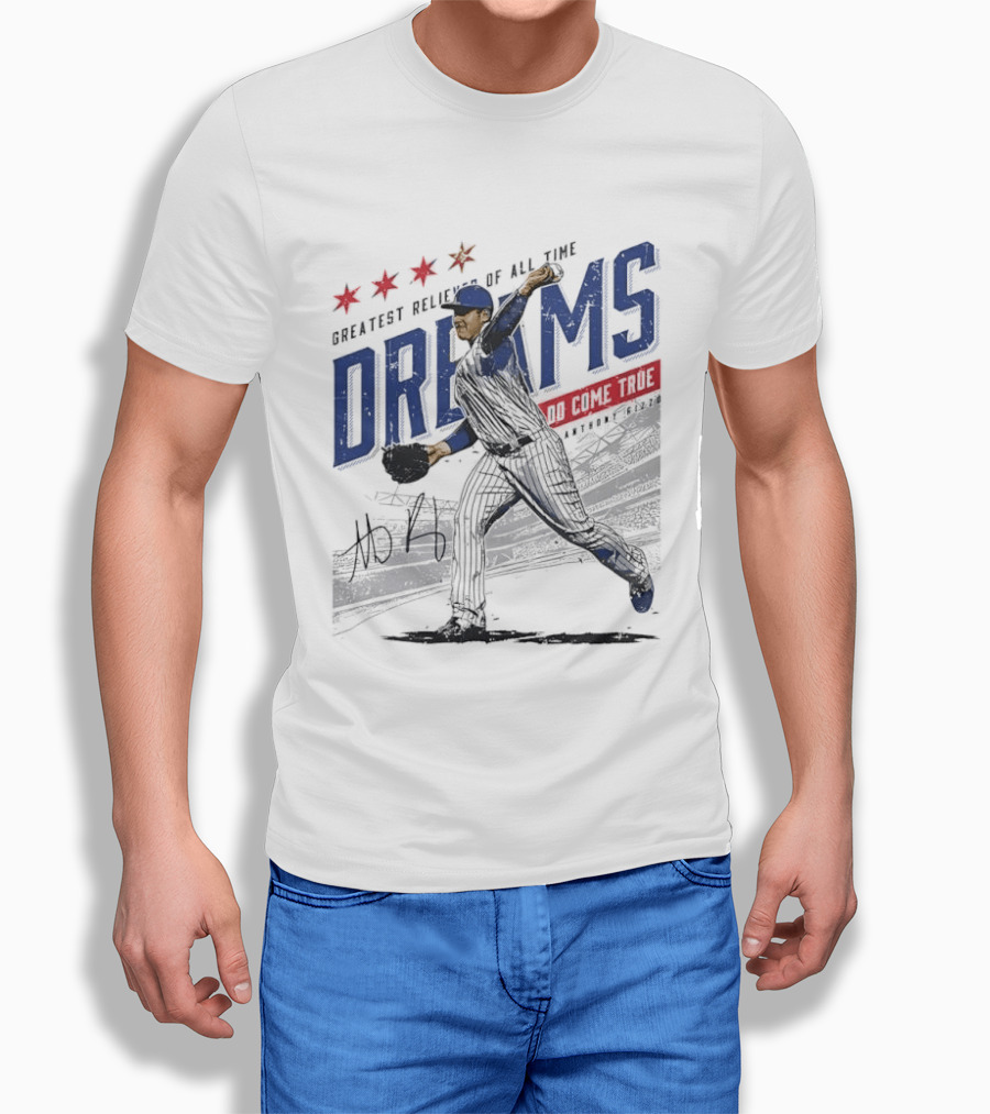 Chicago Cubs Greatest Reliever Of All Time Dreams Do Come True Anthony Rizzo Pitching Stadium Halftone T-Shirt