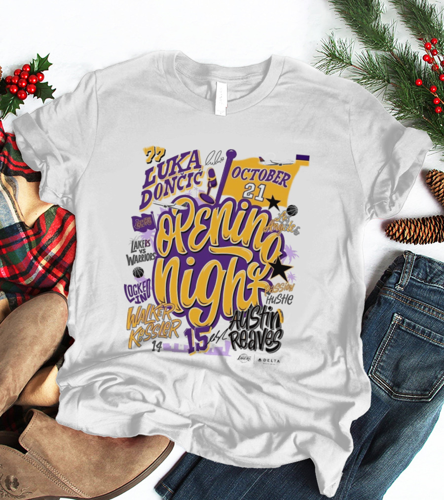 Los Angeles Lakers Luka Doncic Opening Night October 21 Walker Kessler Austin Reaves T-Shirt