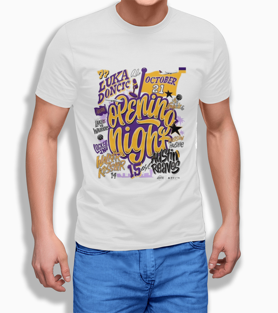 Los Angeles Lakers Luka Doncic Opening Night October 21 Walker Kessler Austin Reaves T-Shirt