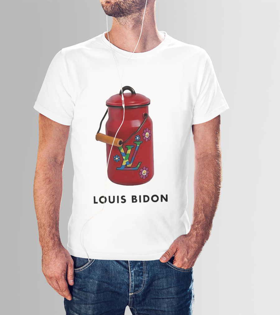 Louis Bidon Milk Jug Red Enamel Rainbow Monogram Flowers T-Shirt