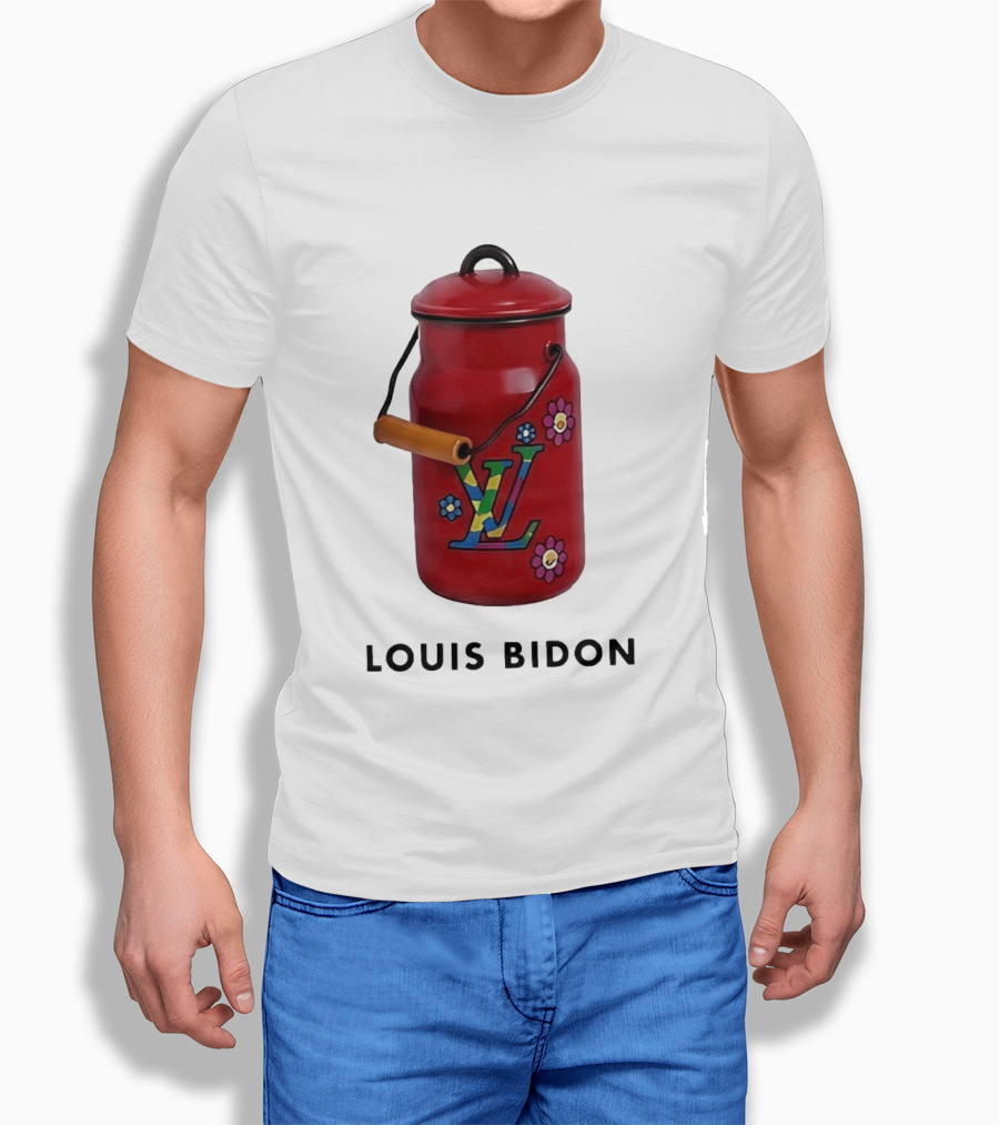 Louis Bidon Milk Jug Red Enamel Rainbow Monogram Flowers T-Shirt