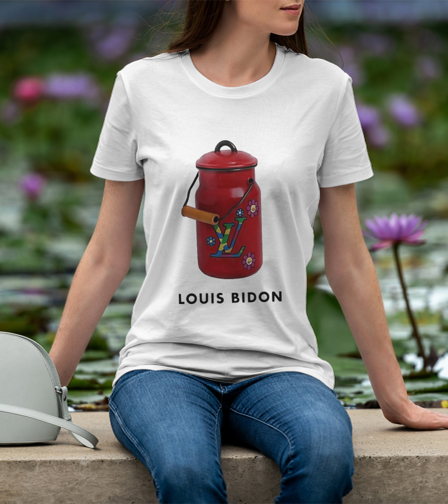 Louis Bidon Milk Jug Red Enamel Rainbow Monogram Flowers T-Shirt