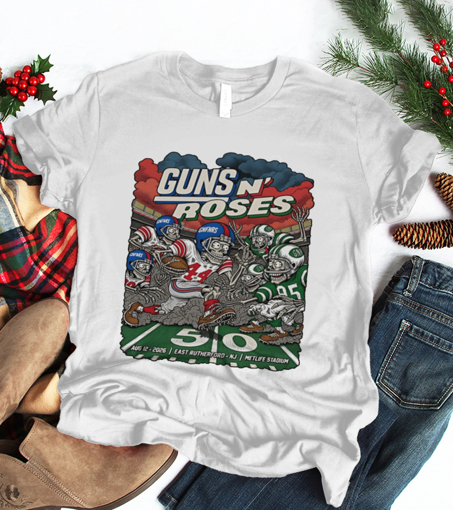 Guns N' Roses MetLife Stadium East Rutherford NJ August 12 2026 Football Skeletons T-Shirt