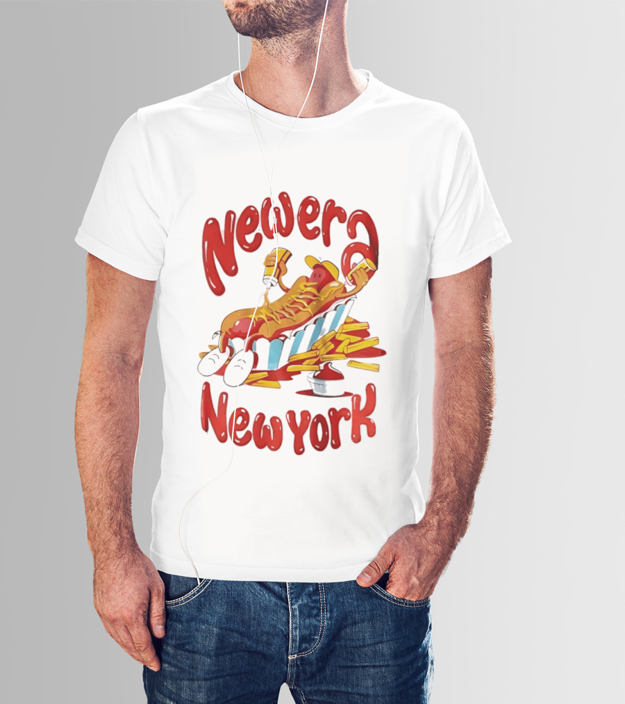 Newer New York Relaxing Hot Dog Beach Ketchup French Fries T-Shirt
