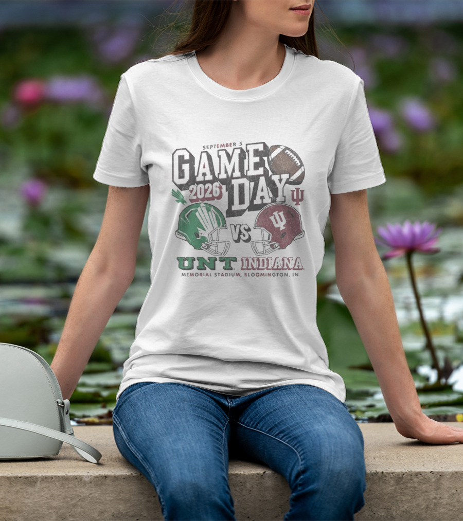 North Texas Mean Green University Of North Texas Vs Indiana Hoosiers Game Day September 5 2026 Memorial Stadium Bloomington T-Shirt