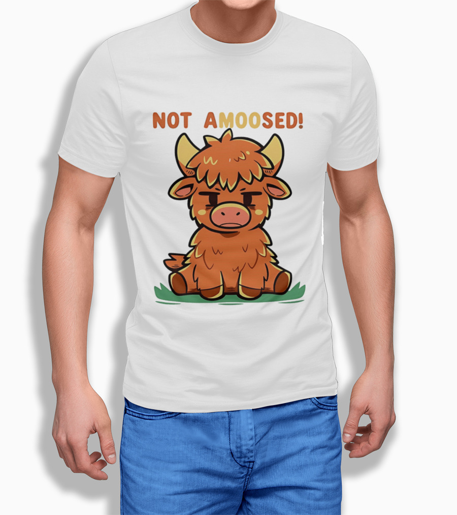 Not Amoosed Cute Grumpy Highland Cow Pun T-Shirt
