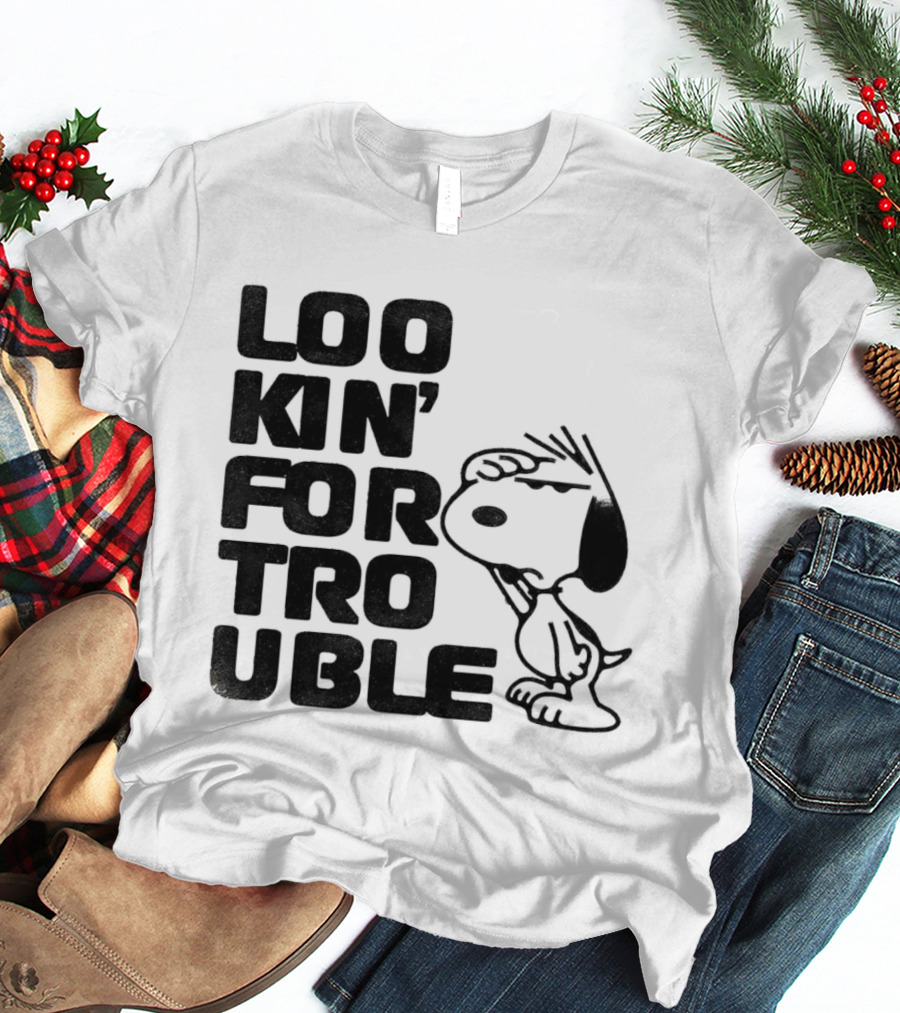 Peanuts Snoopy Lookin' For Trouble Hand Over Eye Distressed T-Shirt