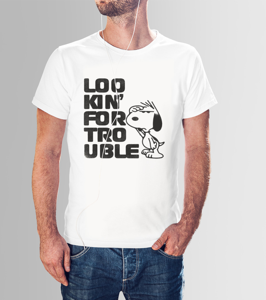 Peanuts Snoopy Lookin' For Trouble Hand Over Eye Distressed T-Shirt
