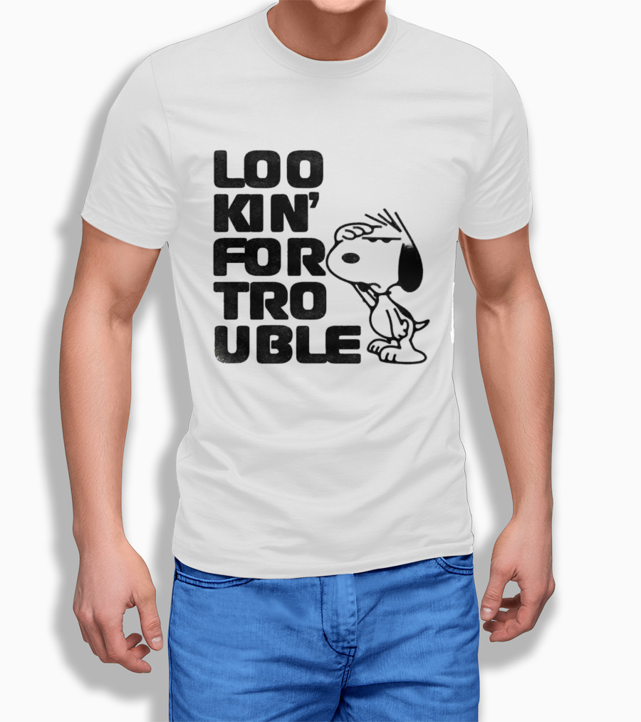 Peanuts Snoopy Lookin' For Trouble Hand Over Eye Distressed T-Shirt