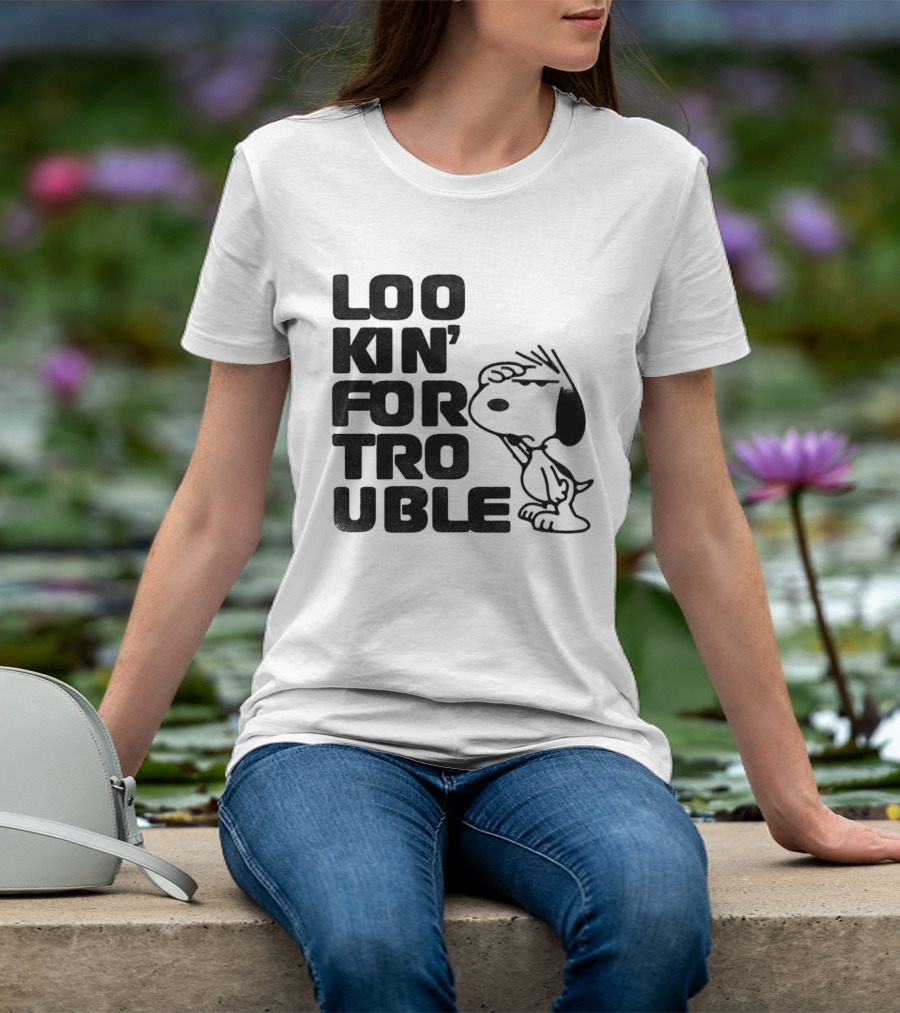 Peanuts Snoopy Lookin' For Trouble Hand Over Eye Distressed T-Shirt