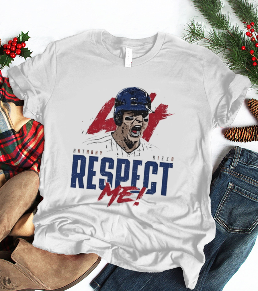 Anthony Rizzo Respect Me Screaming Baseball Player Distressed 44 Red T-Shirt